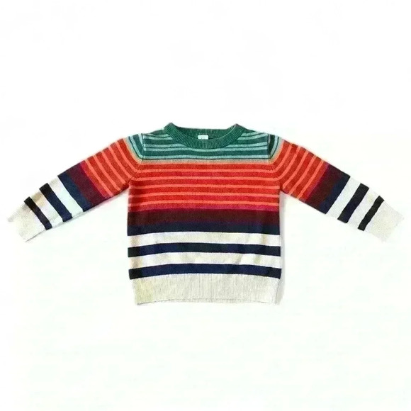 Gap sz 3T Preppy Fall & Winter colorful stripe pullover sweater red green blue - Picture 1 of 4